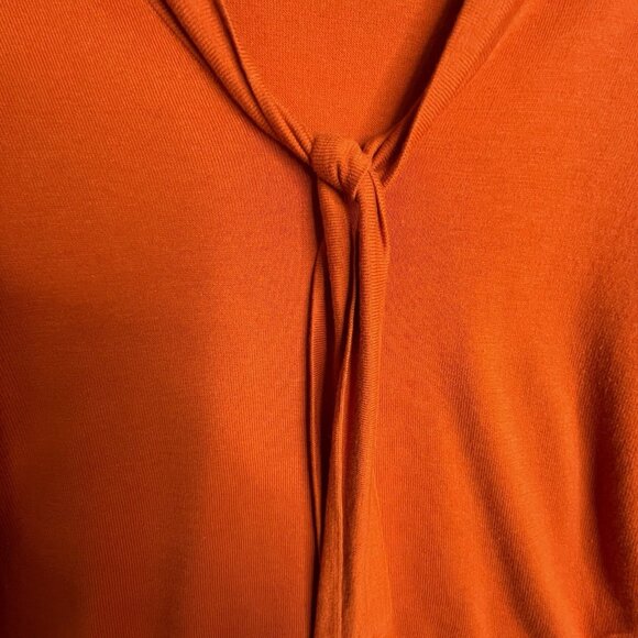 Talbots Womens Sweater Burnt Orange Size M Tie Front Collar Long Sleeve Pullover - Picture 4 of 13